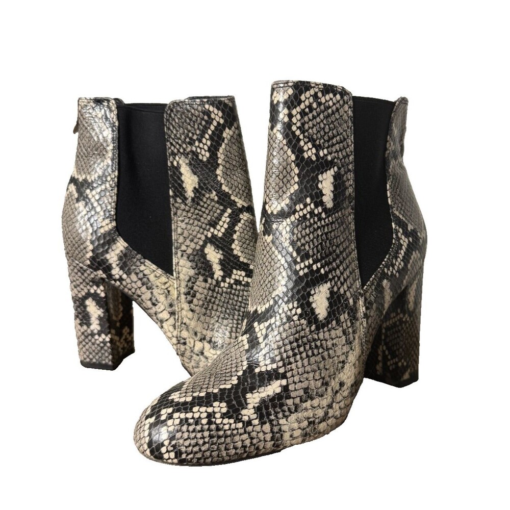 Sam Edelman Snake Print Leather Chelsea Boots Block Heel Y2K Women's 8